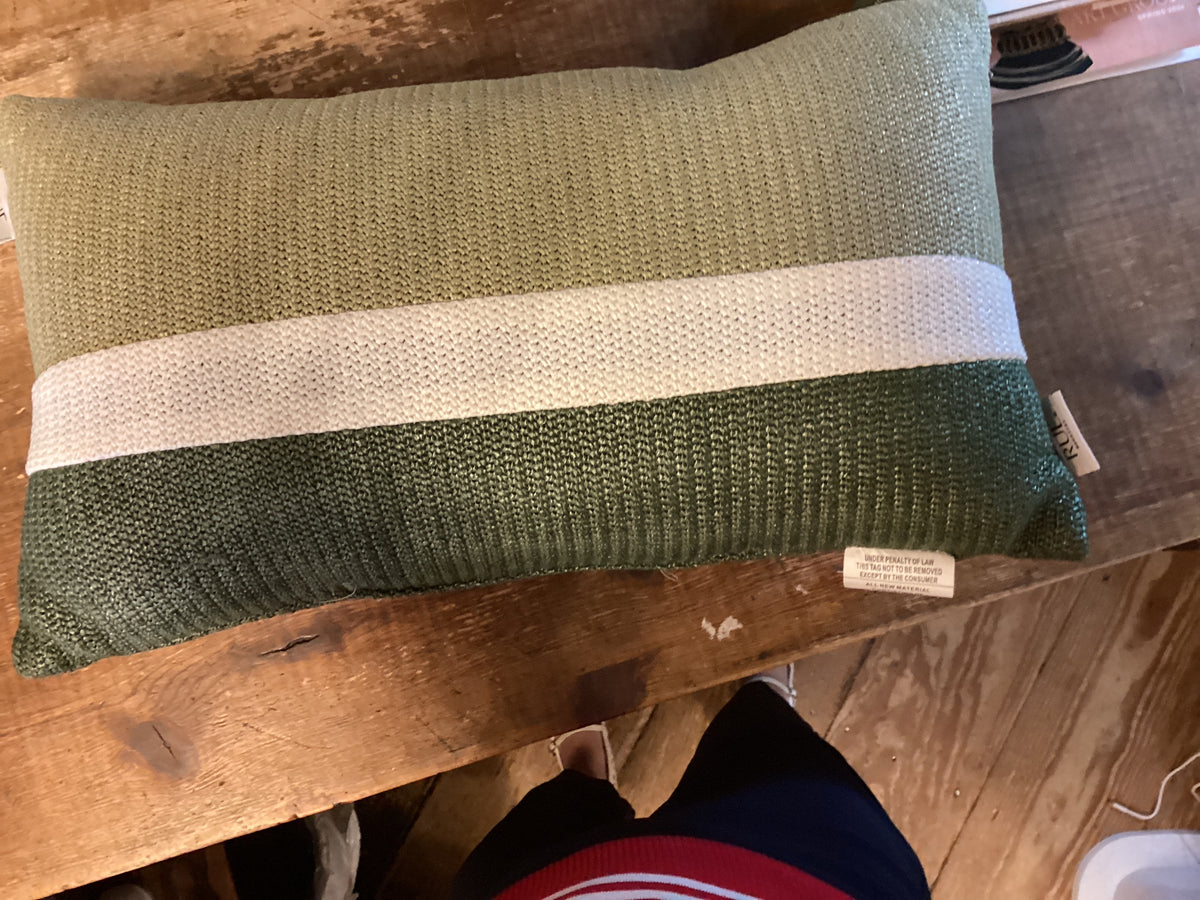 Green stripe outdoor pillow