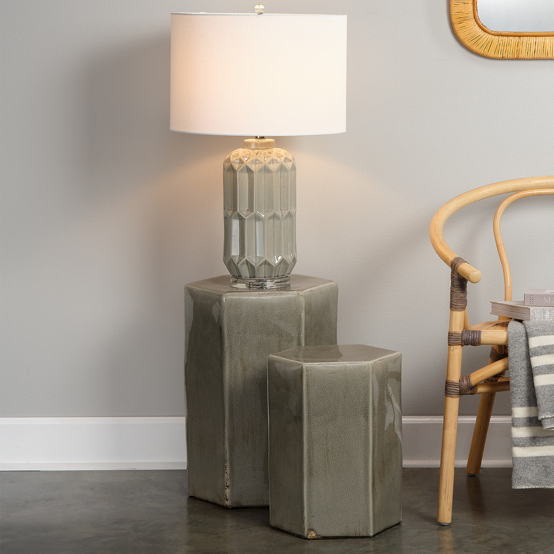 JY Porto Side Table - Grey Ceramic
