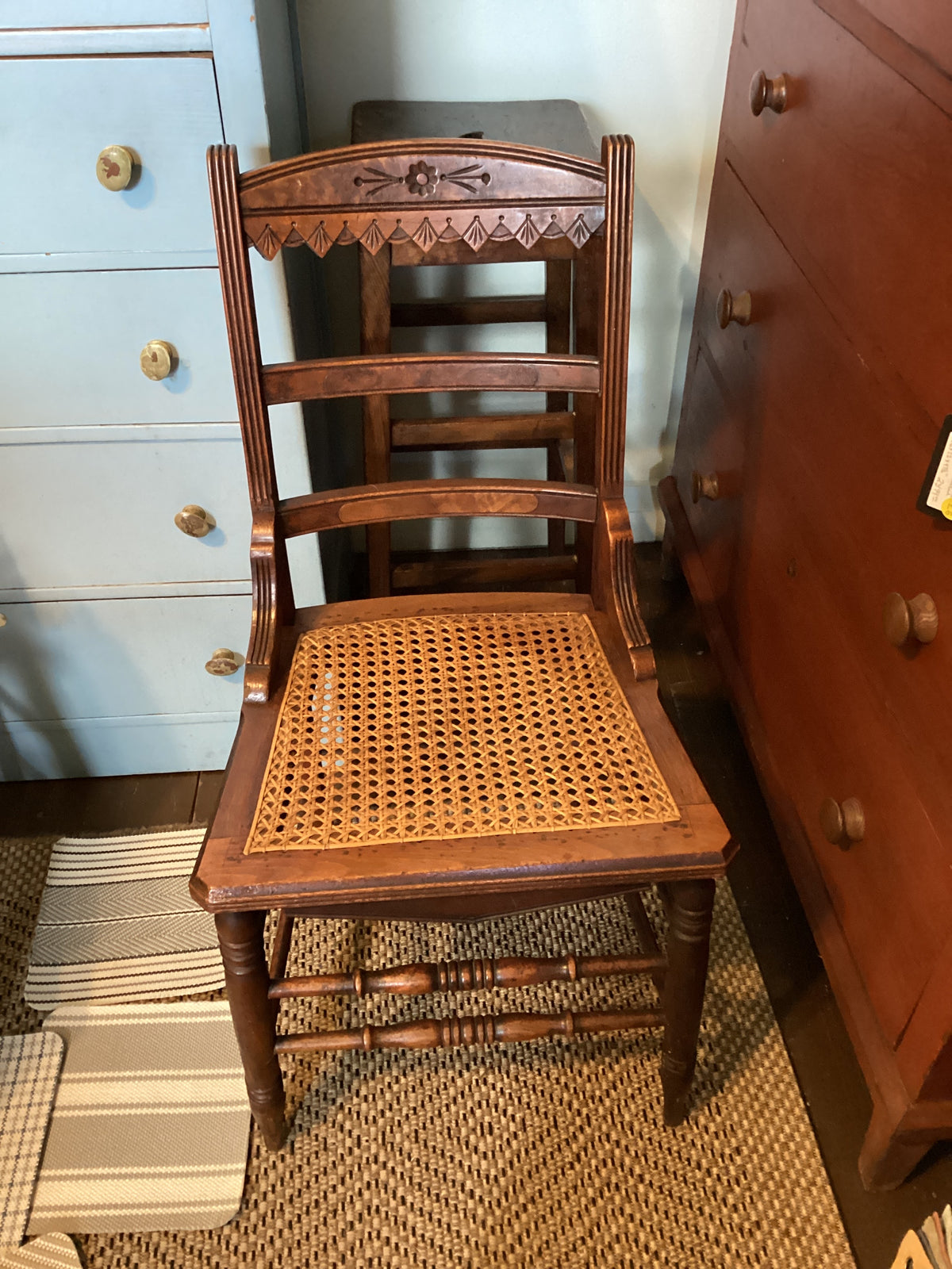 Vintage Cained Seat wood side chair