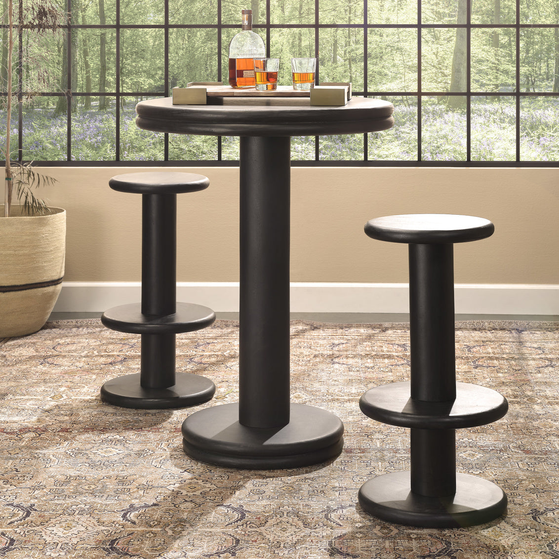 JY Bourbon Bar Table - Black Wood