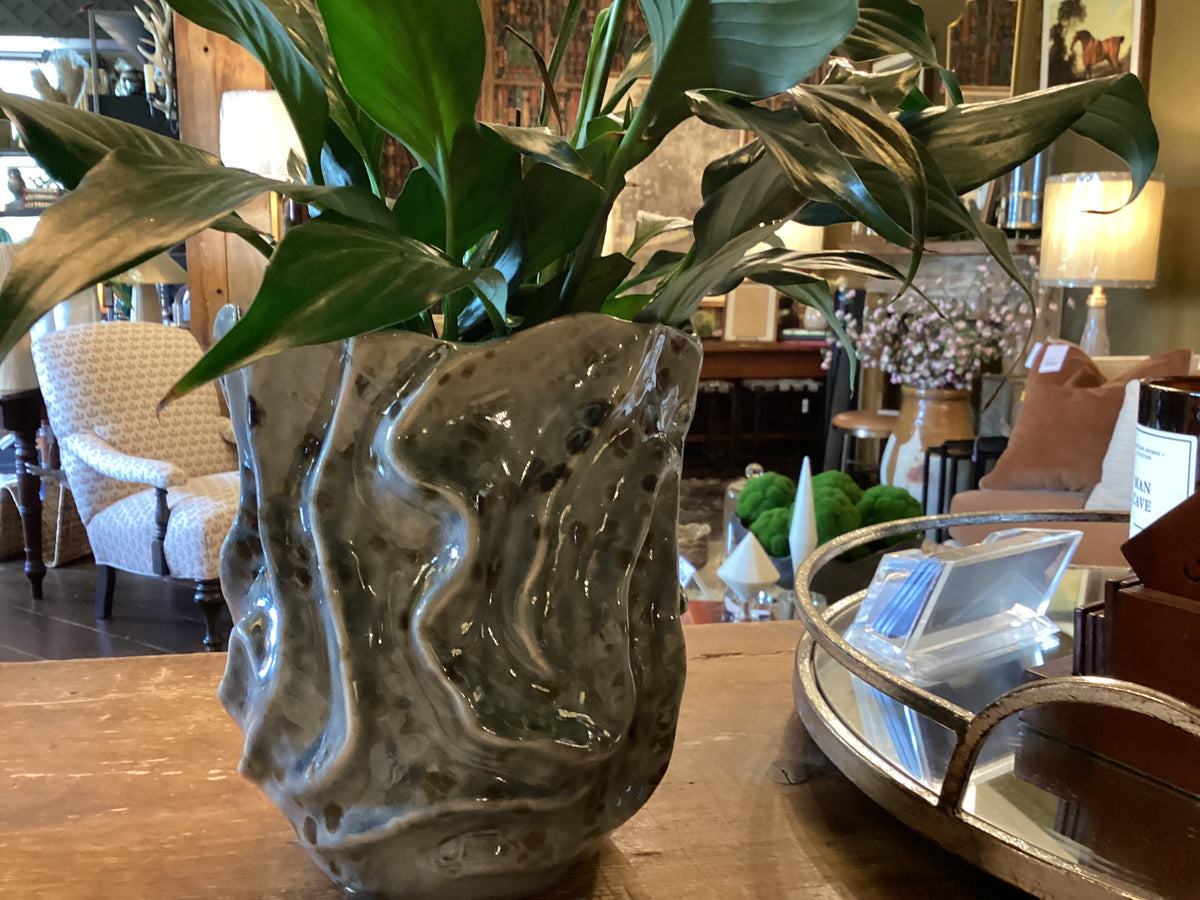 Small Organic Grey Glazed Vase