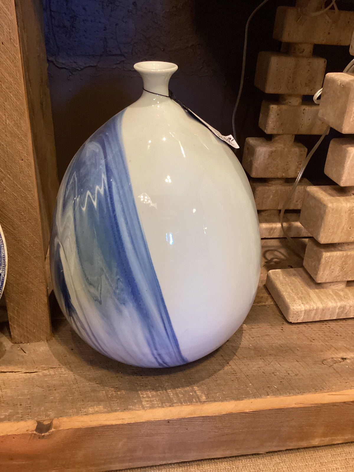 Vase - Blue/White Wirl Vase Sale:$139.00