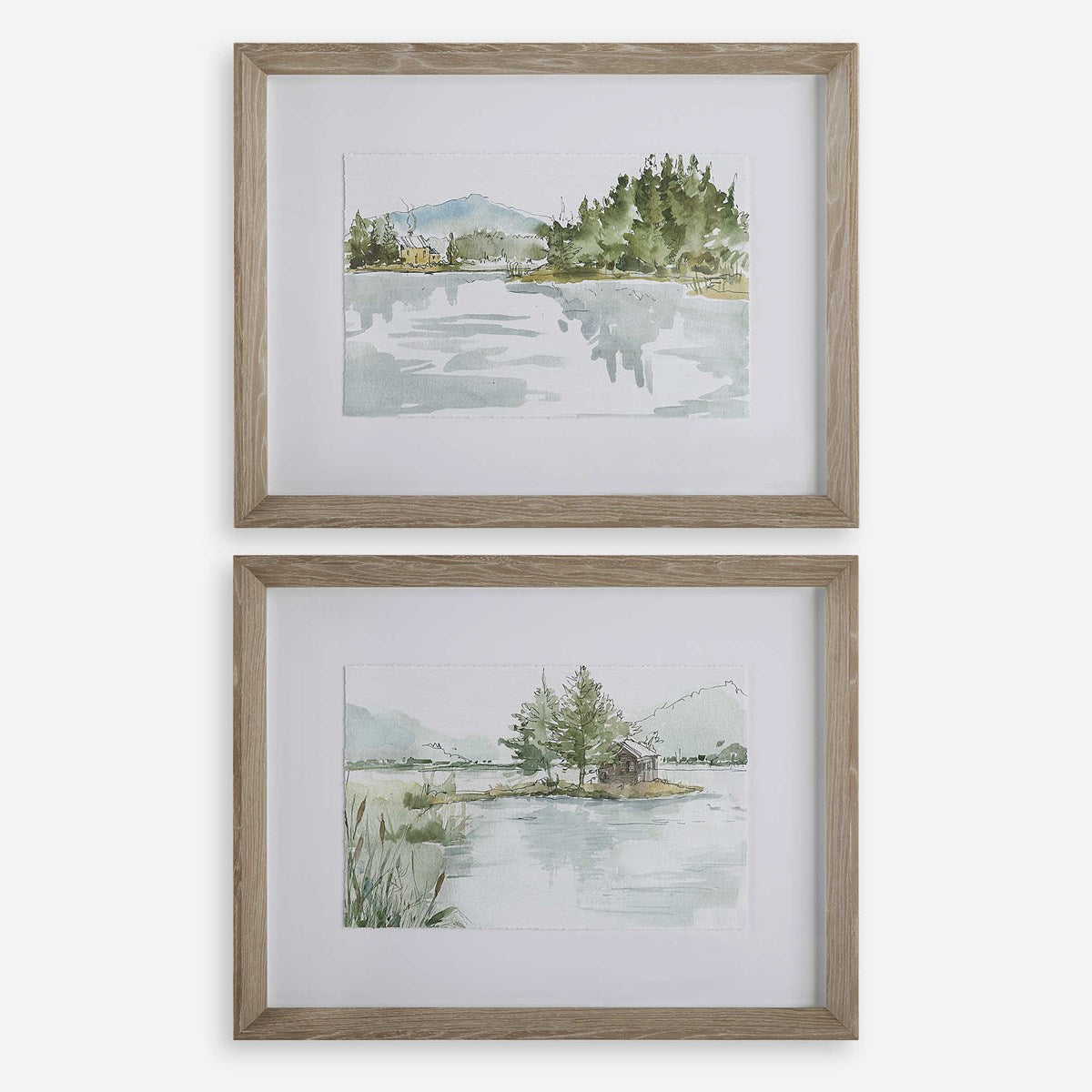 SERENE LAKE FRAMED PRINTS - Set of 2