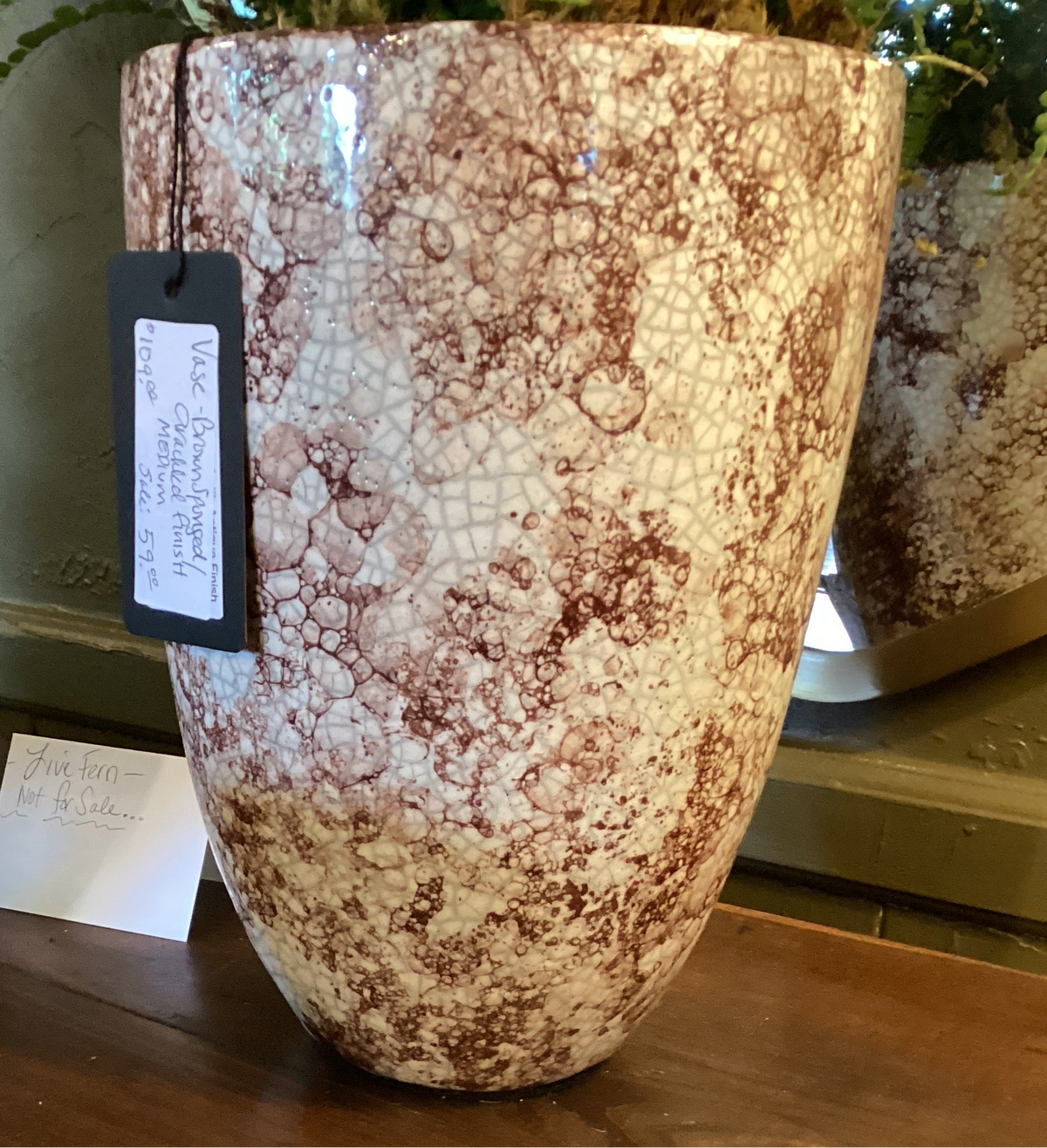 Vase- Brown sponged crackled finish LARGE