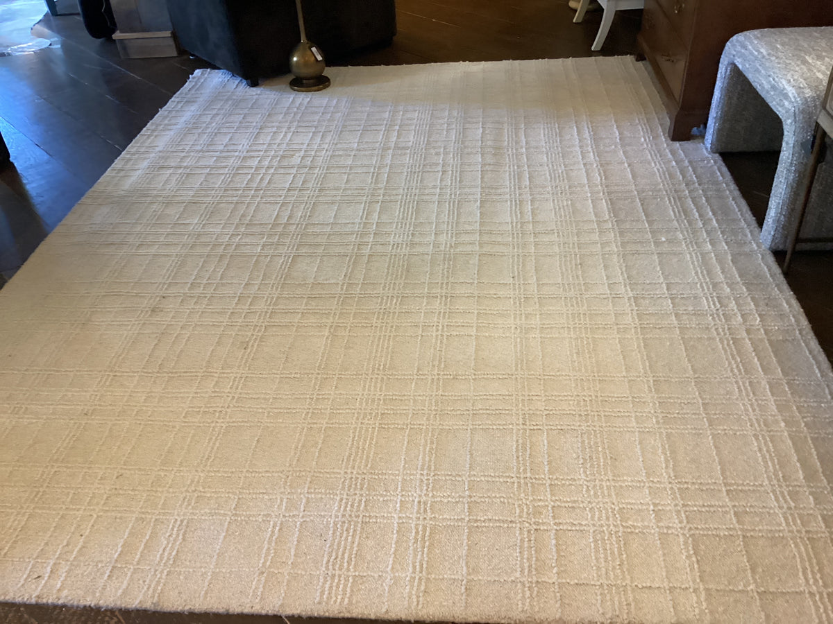 8’x10’ Wool White Rug-As Is