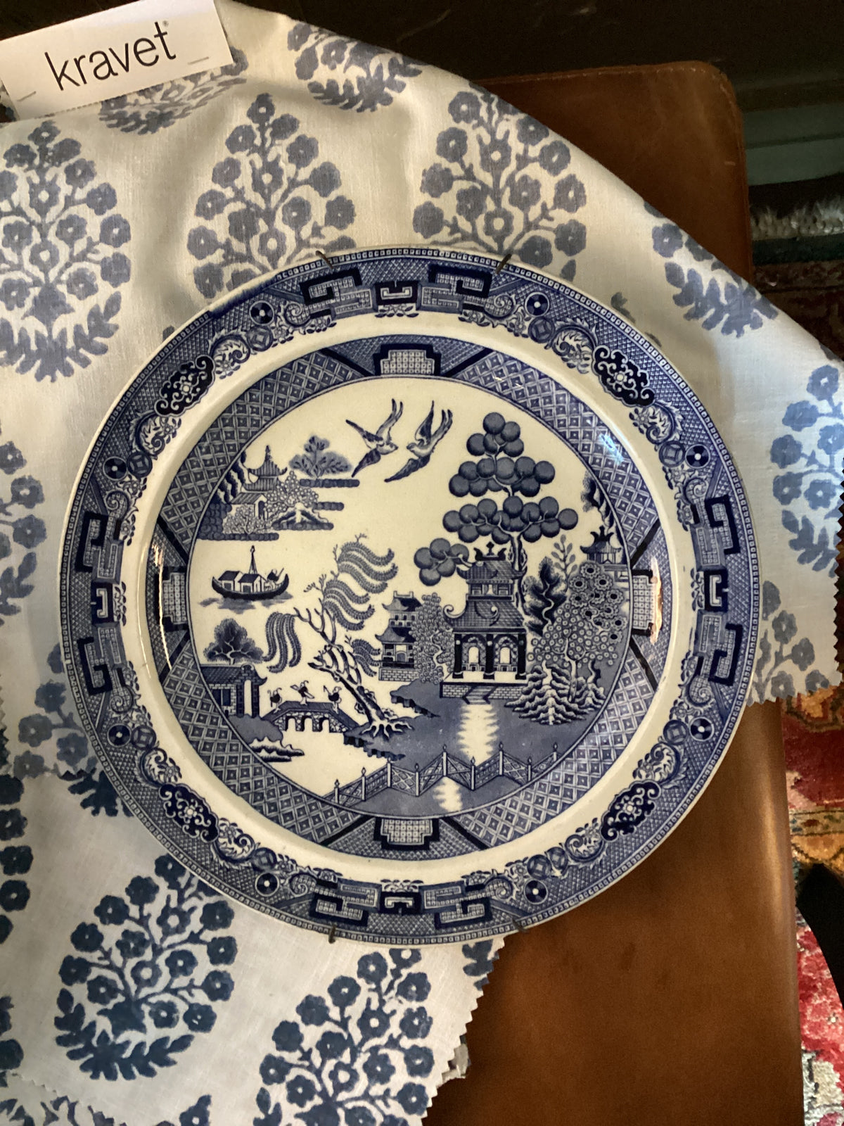 Blue willow antique plate 10”