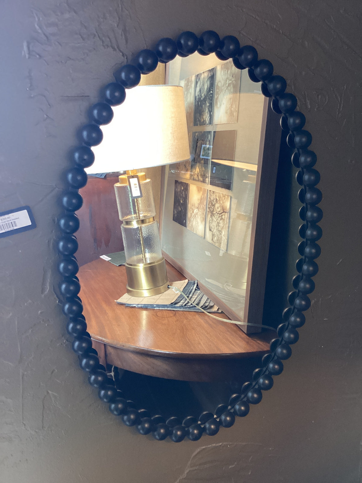 Mirror - Oval black beaded