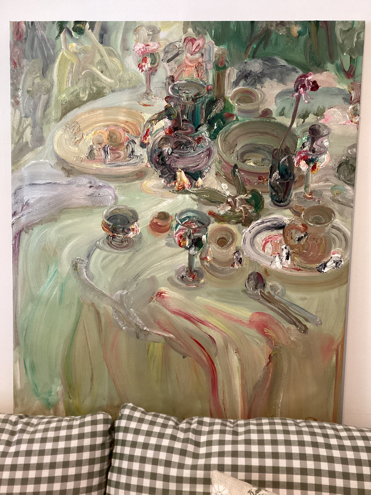 ORIGINAL GREEN OIL WITH HEAVY IMPASTO CANVAS 38x46