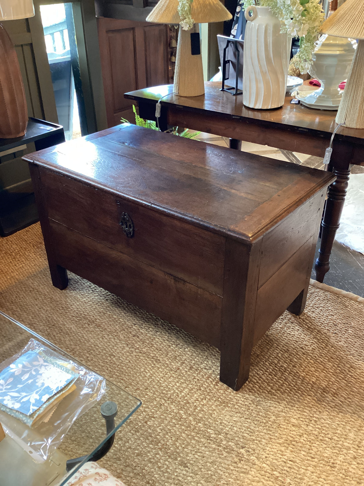 Antique French walnut trunk