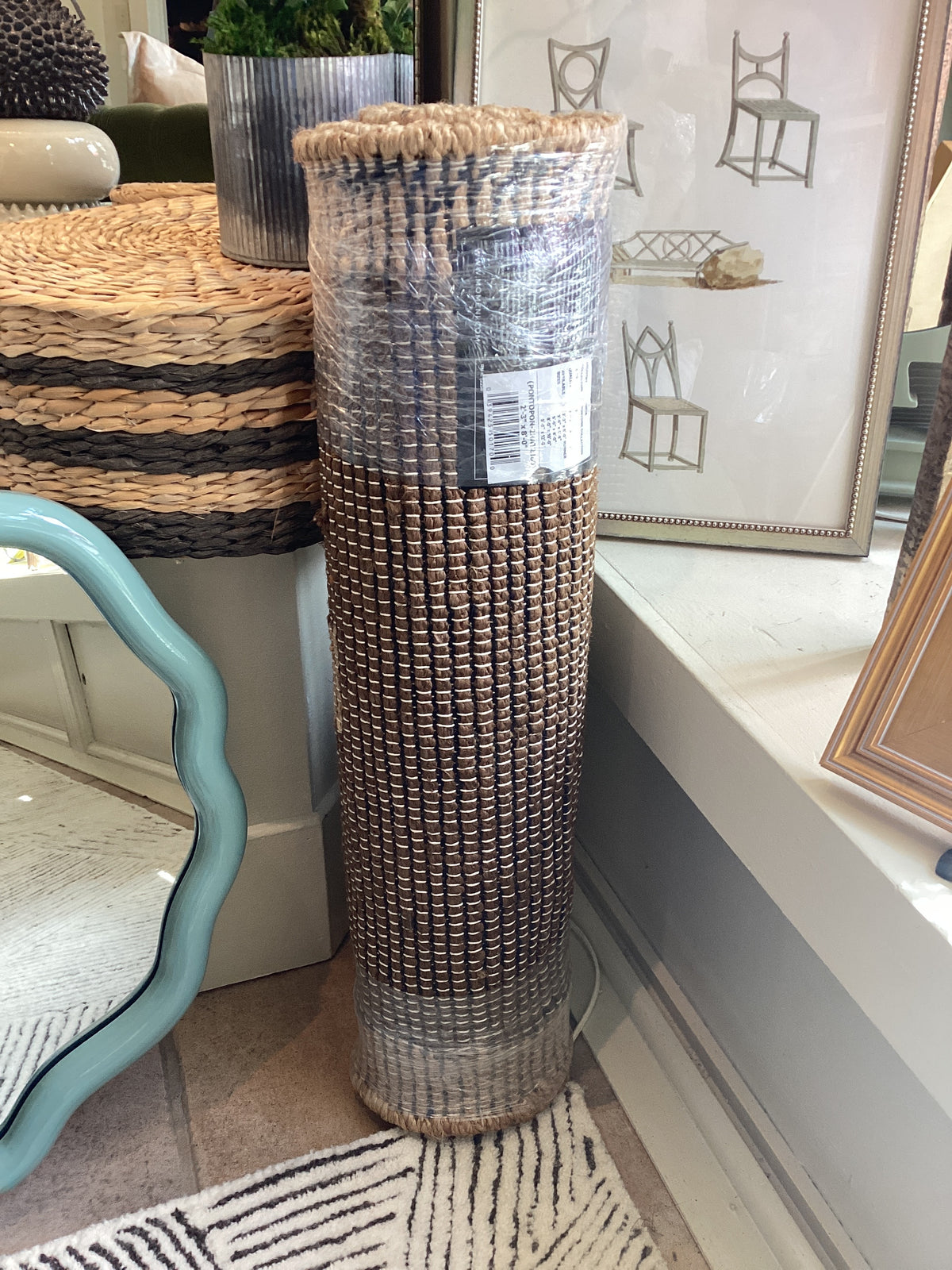 Rug -runner Tan and Jute Braided Stripe