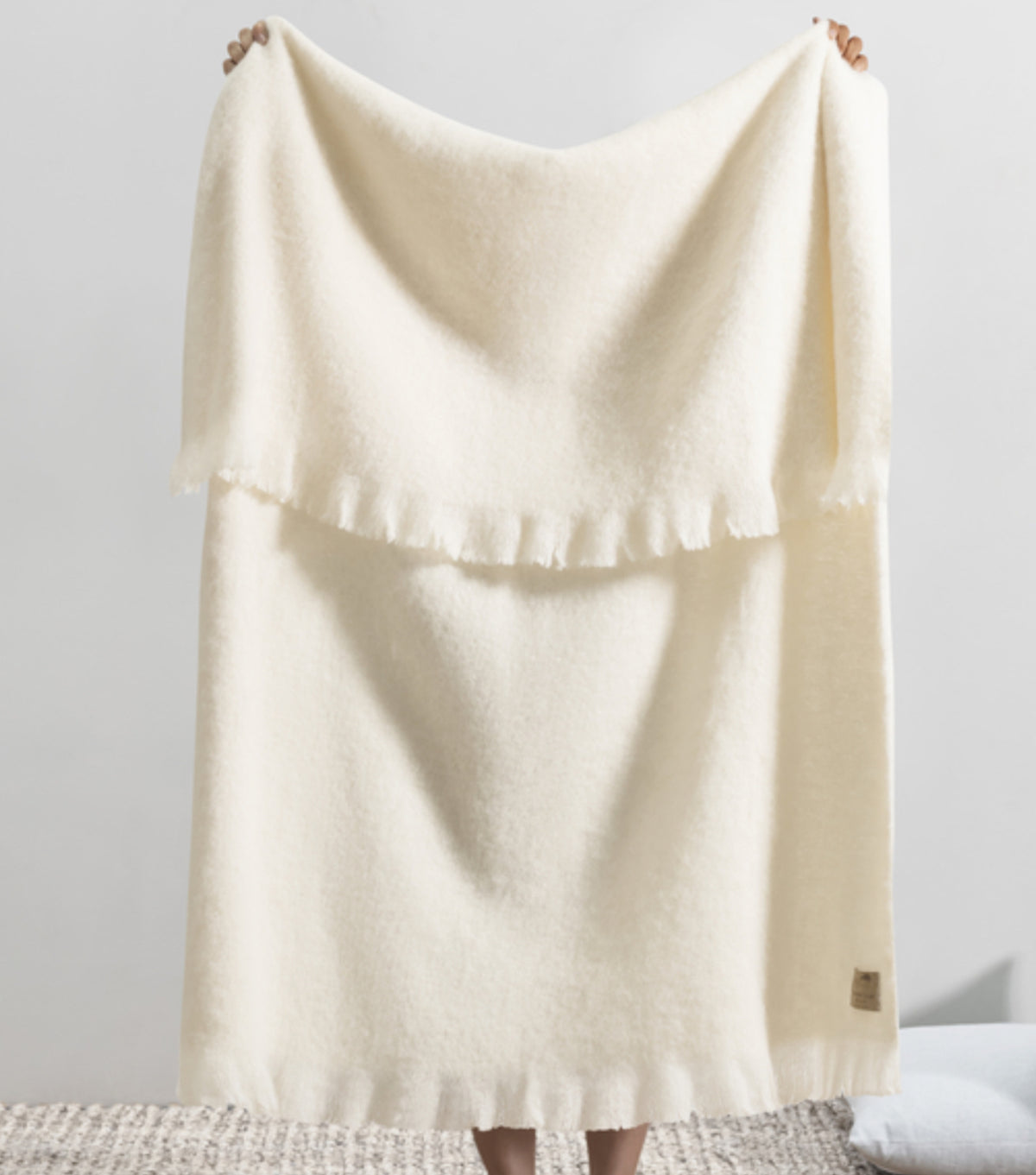 Cream Brushed Alpaca Throw