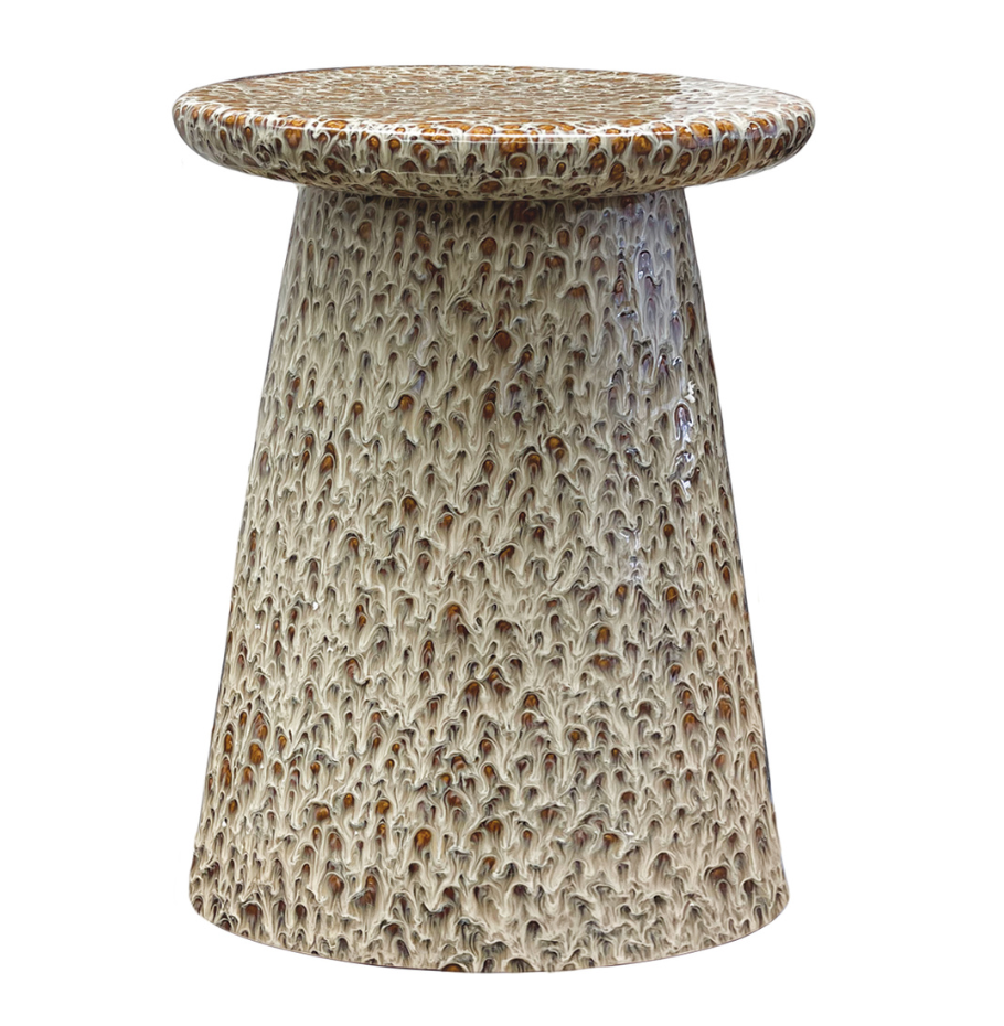 JY Plateau Side Table- Speckled Cream Reactive Glaze Ceramic