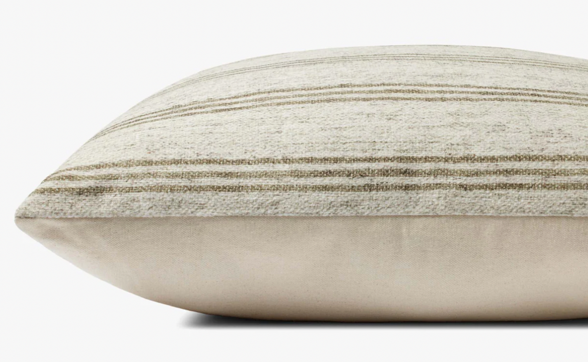 Zephyr Ivory/Olive Pillow 22" x 22"