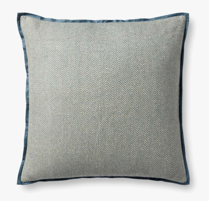JS Herringbone Blue Pillow 22" x 22"