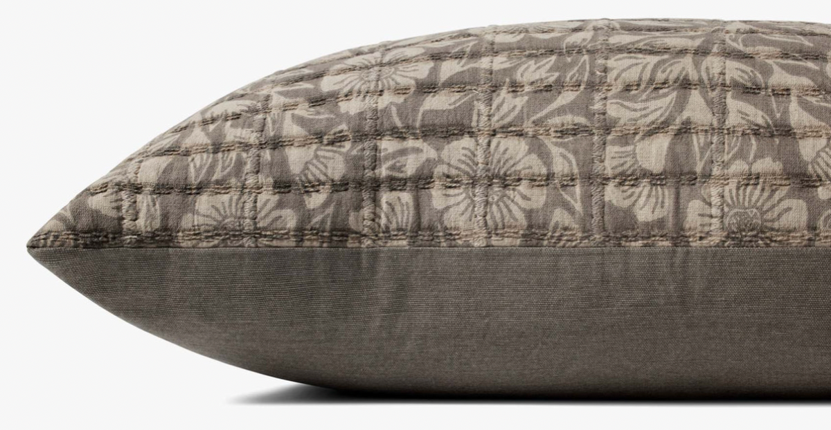 JS Chocolate Floral Lumbar PIllow 12" x 29"