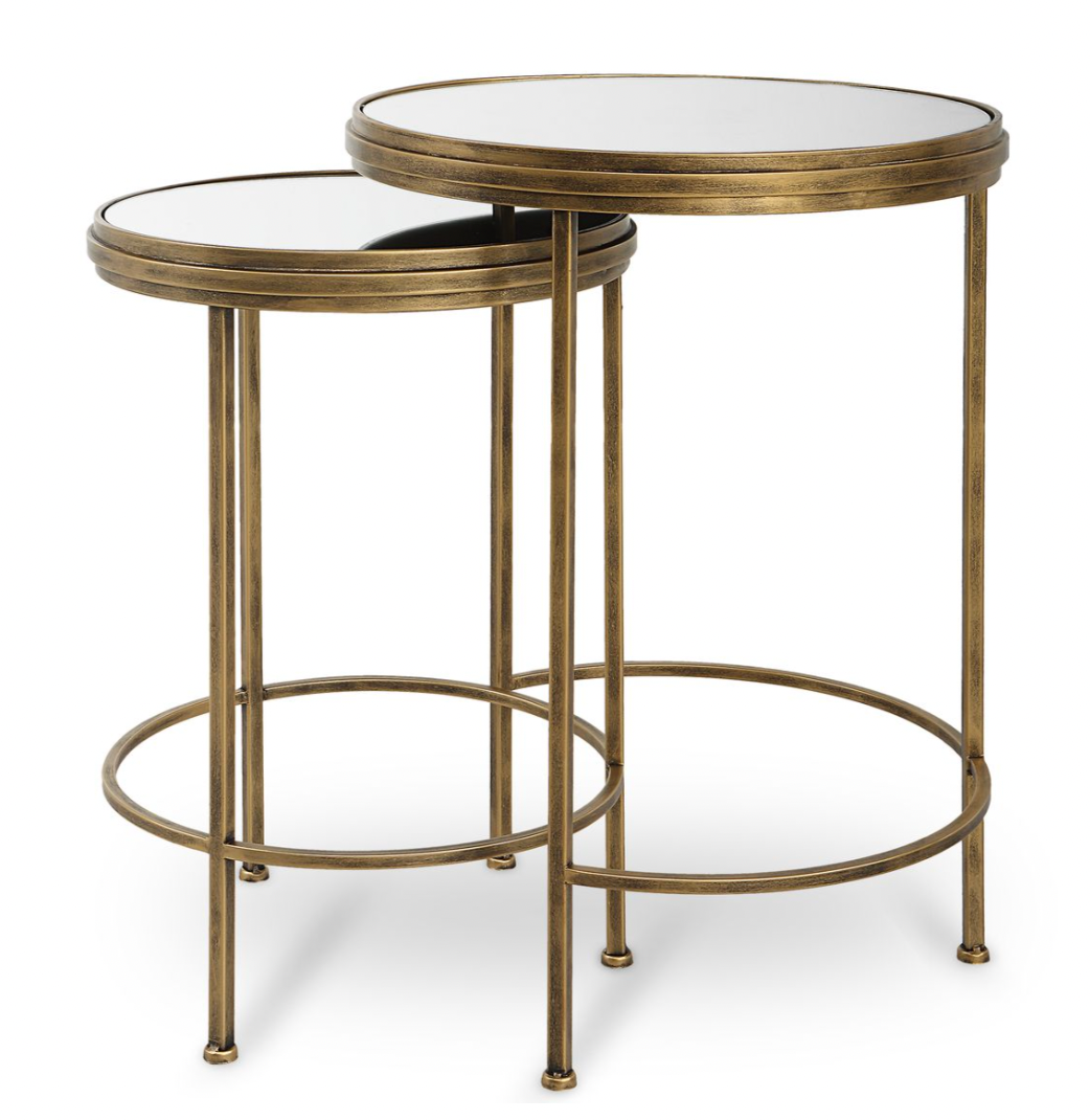 Nesting Side Tables Brass/Glass