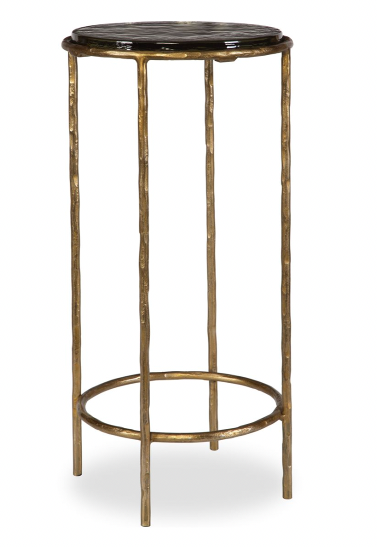 Smoked Glass & Brass Accent Table - W23030
