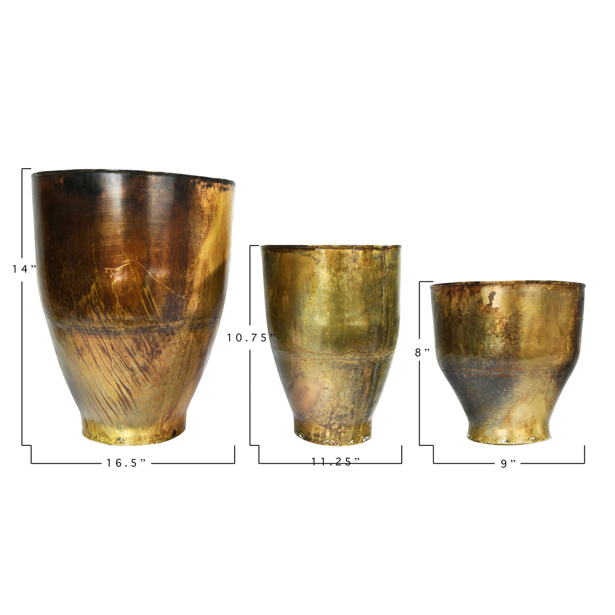Metal Planters, Set of 3