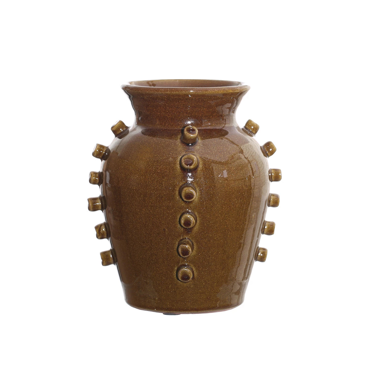 Terra-cotta Vase w/ Hobnails, Brown - Medium