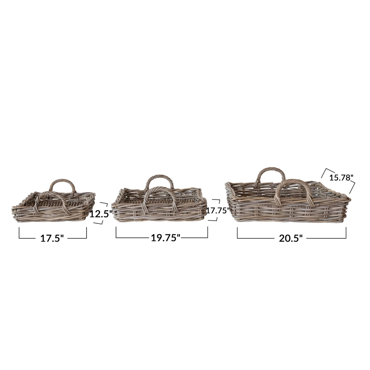 Medium - Decorative Woven Rattan Trays w/ Handles,