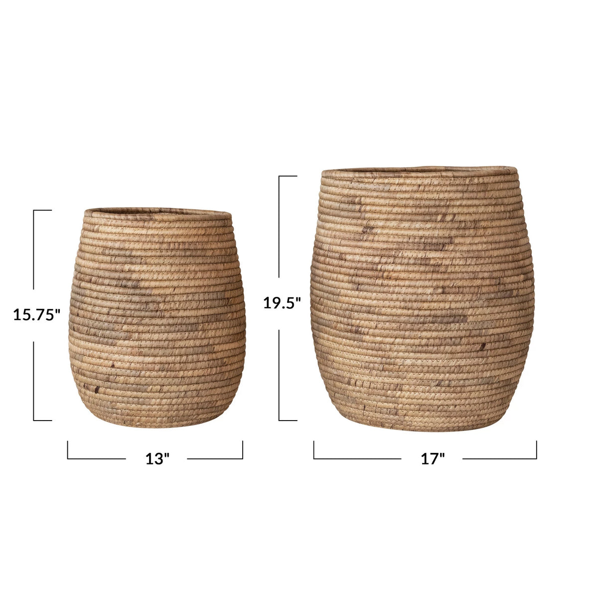 Hand-Woven Water Hyacinth Baskets, Set of 2