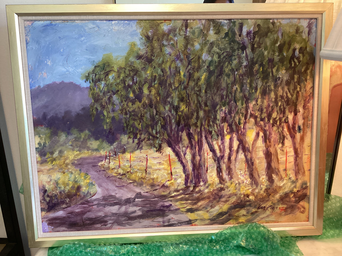 VINTAGE ITALIAN LANDSCAPE  COUNTRY ROAD PAINTING 26x20