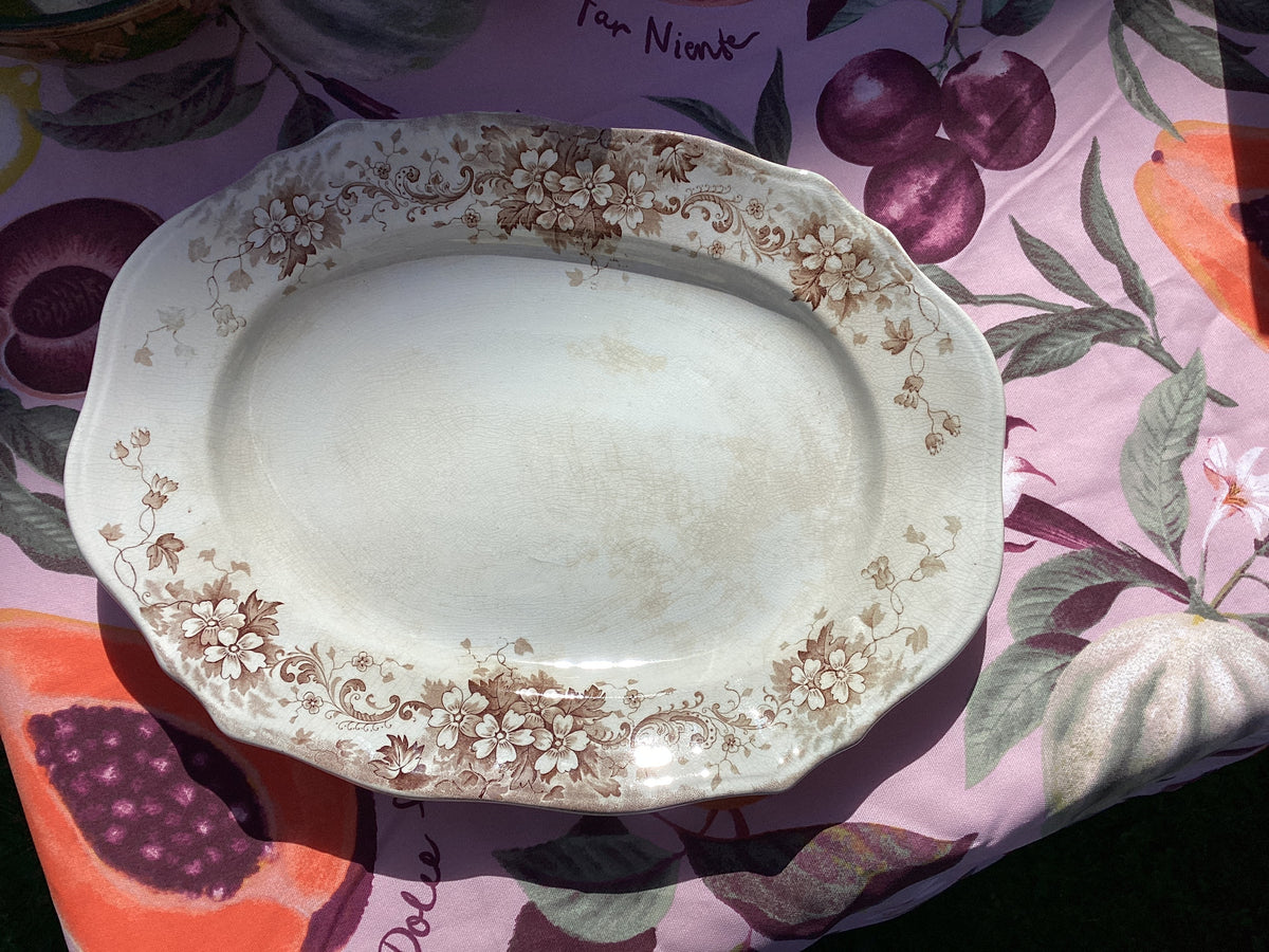 Brown and white Transferware 1880s plater