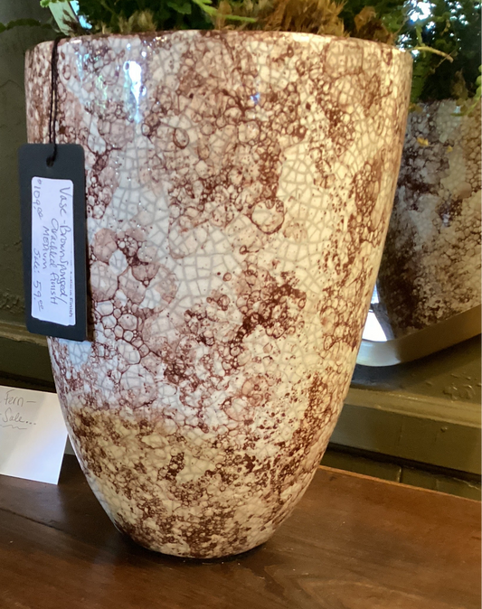 Vase -Brown sponged crackled finish MEDIUM