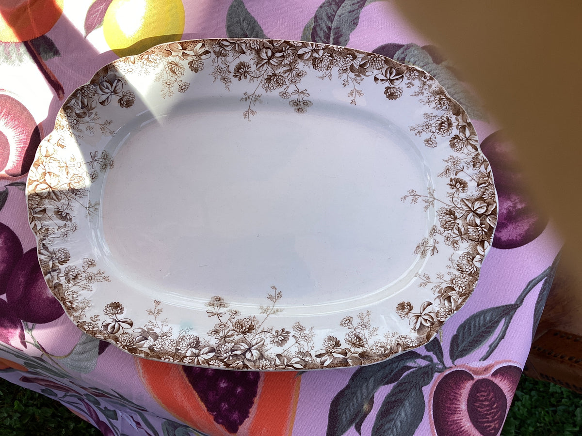 Brown and white Transferware 1880s plater