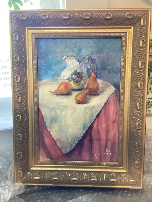 VINTAGE WATERCOLOR TABLESCAPE  16x12