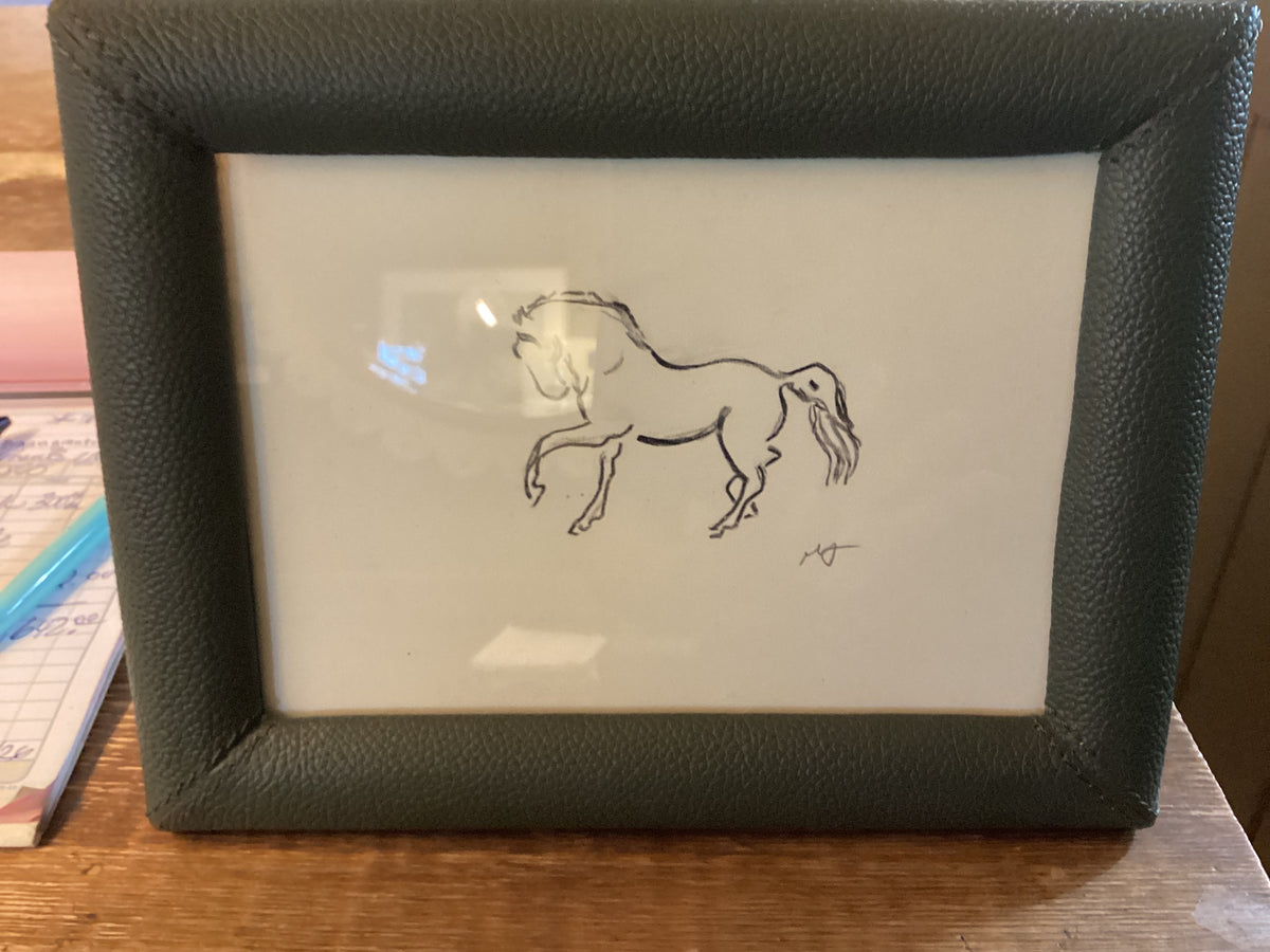 Picture Frame Leather/Forest Green with signed sketch