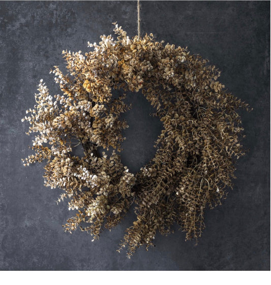 ARTIFICIAL EUCALYPTUS WREATH RUSSET