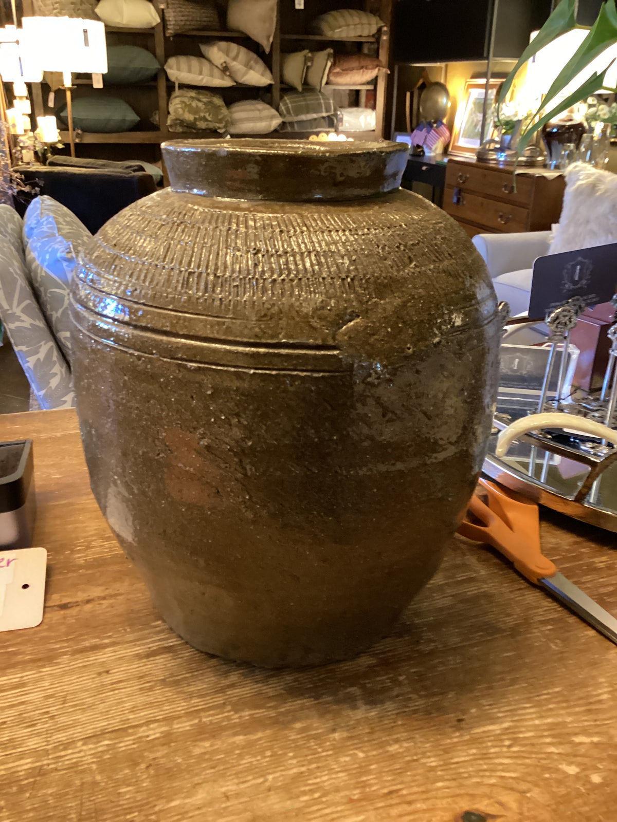 Olive Ceramic Jar small
