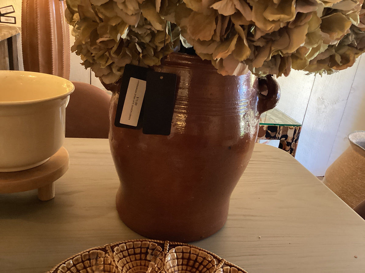 Earthenware rust colored jug with handles