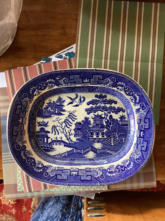 Blue Willow platter  -antique