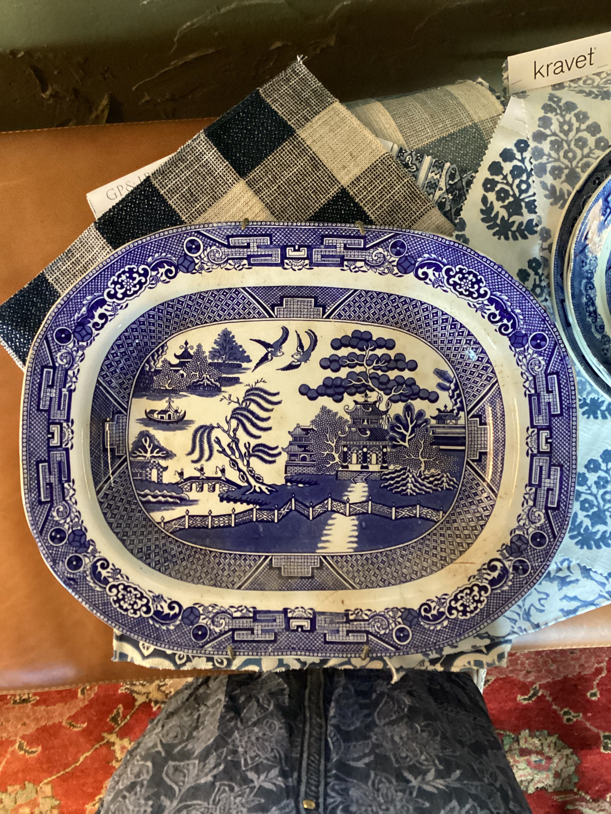 Blue Willow platter 16” x 13”