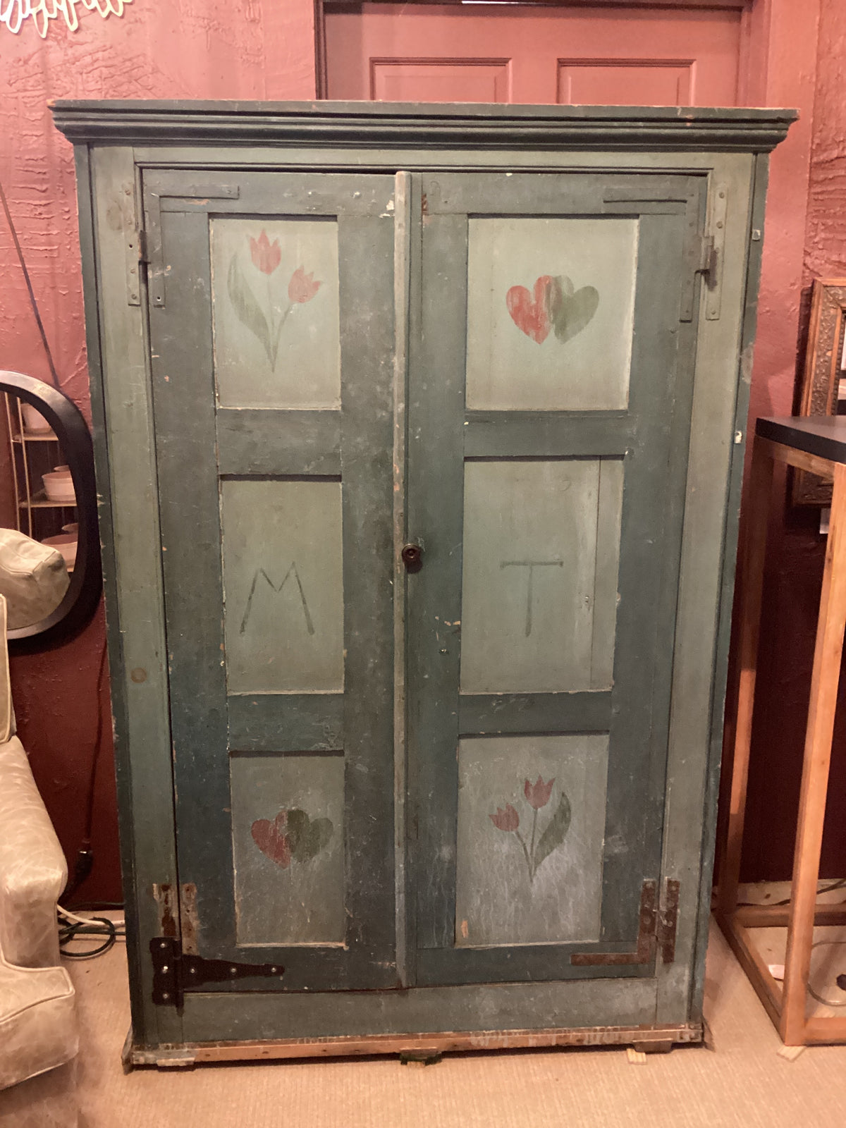 Antique Painted Wardrobe-Armoire 67 1/2”H x 42”