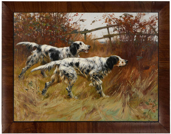 Vintage hunting dogs oil reproduction