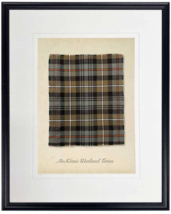 MacKenzie Weathered tartan plaid print matted with a cream mat with a v-groove