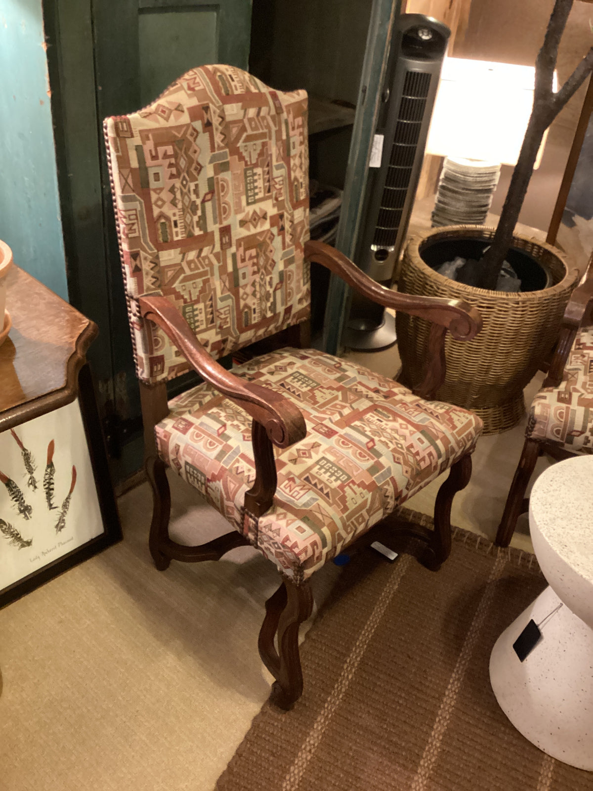 Wooden  Upholstered Armchair pair