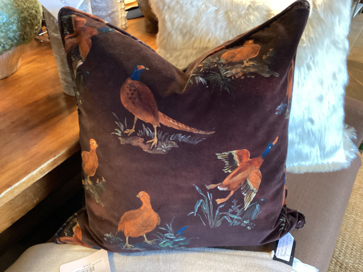 Pillow Custom Pheasant velvet in port