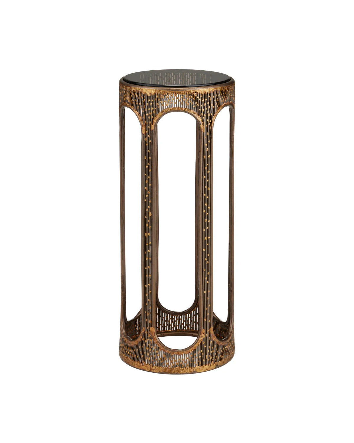 Brass drink table round glass top