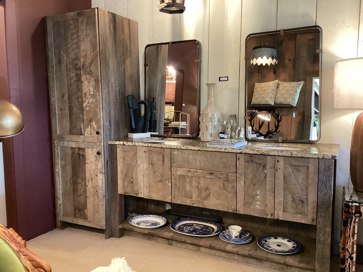 Vanity barnwood custom with granite top/linen cabinet