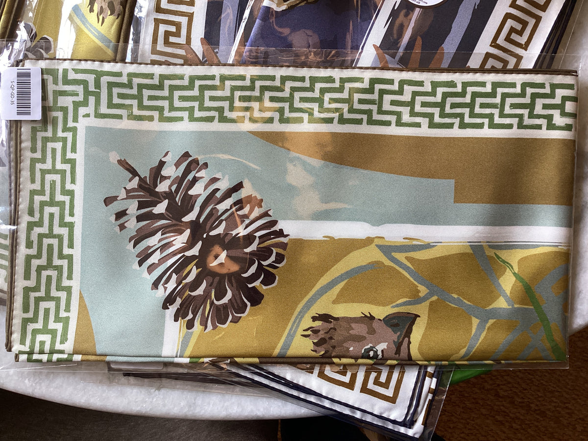 Scarf Silk Quail Gold
