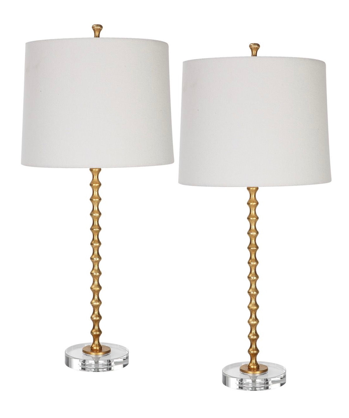 GOLD LEAF FINISH WITH CRYSTAL BASE TABLE LAMP