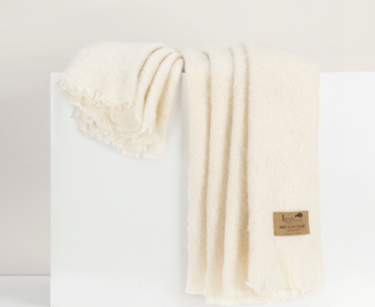 Cream Brushed Alpaca Throw