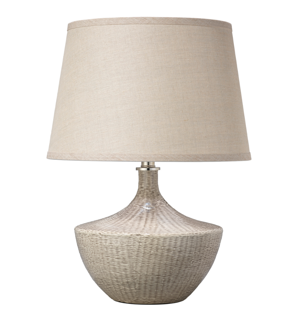 JY Basketweave Table Lamp - Off White Ceramic
