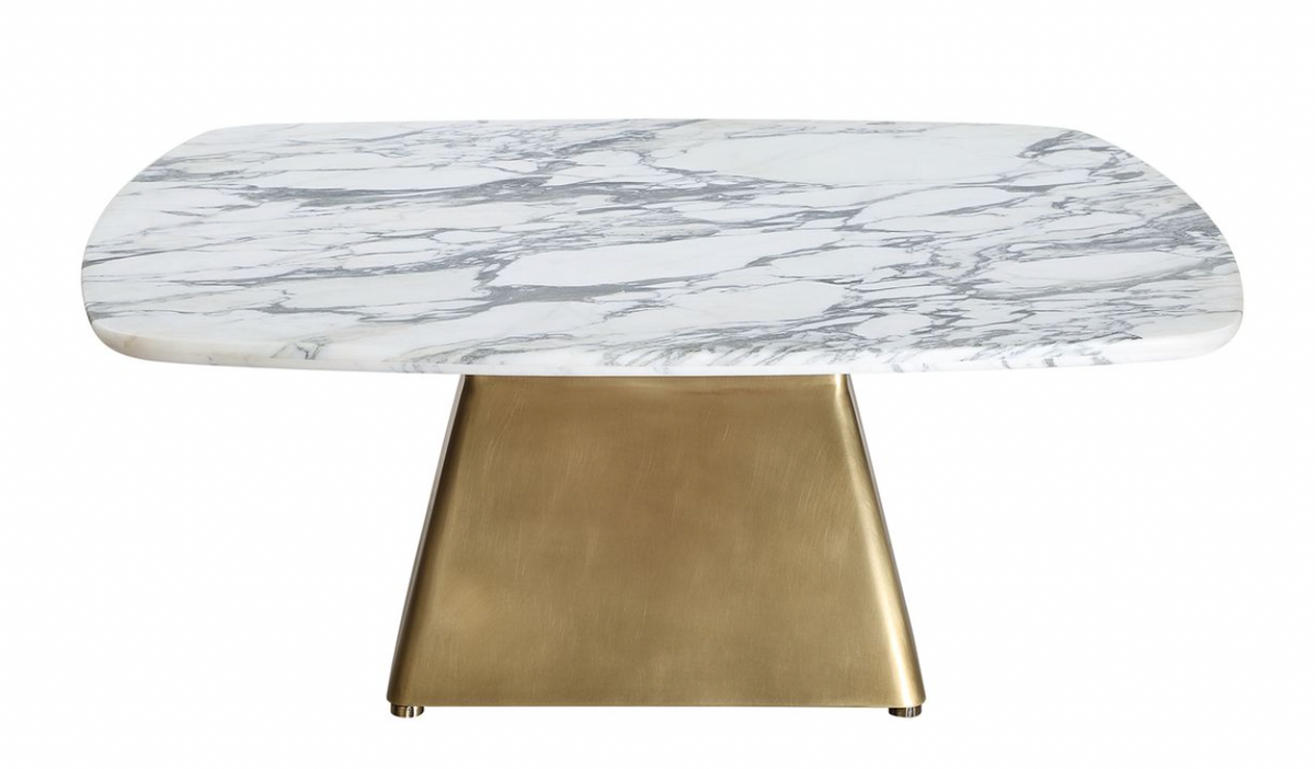 EQUILATERAL COFFEE TABLE ARABESCATO BRASS 42X42X17H”