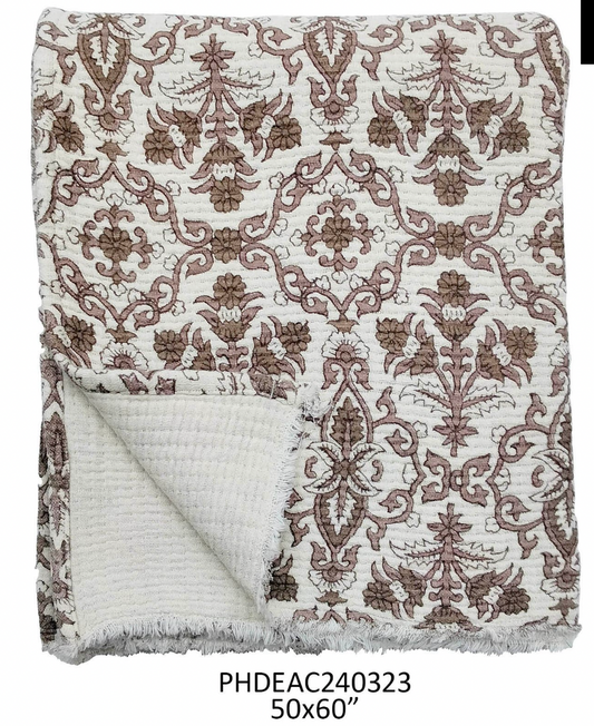 Throw Linen Millet Botanical Print Cotton