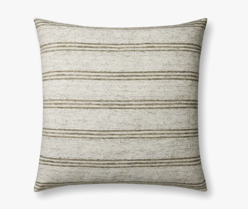 Zephyr Ivory/Olive Pillow 22" x 22"